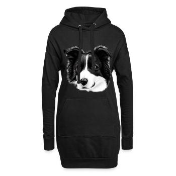 Kurzhaar Border Collie Hütehund - Hoodie-Kleid - Schwarz - Vorne