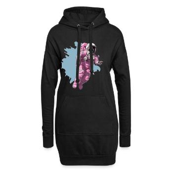 Rosa Raumanzug im Kosmos - Hoodie-Kleid - Schwarz - Vorne