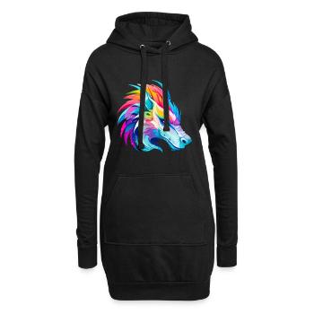 Tête de Dragon Arc-en-ciel - Sweat-shirt à capuche long Femme - noir - Devant