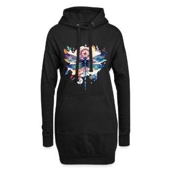 Hippie Traumfänger mit Federschmuck und Libelle - Hoodie-Kleid - Schwarz - Vorne