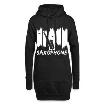 Croquis de saxophone - Sweat-shirt à capuche long Femme - noir - Devant