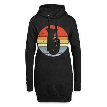 Vintage Tuba Skizze - Hoodie-Kleid - Schwarz - Vorne