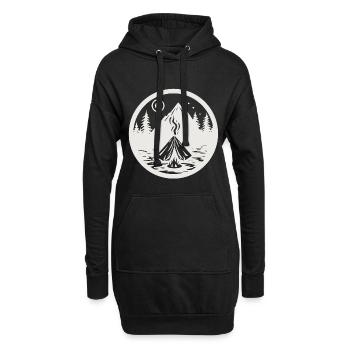 Camping, landscape with mountains, trees as stickers - Hoodie Dress - black - Front