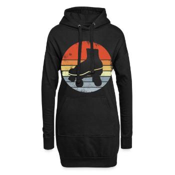 Vintage Rollschuhe - Hoodie-Kleid - Schwarz - Vorne