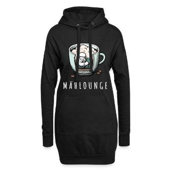 mählounge melange schaf lounge wortspiel kaffee - Hoodie-Kleid - Schwarz - Vorne