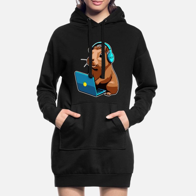 Capybara Programmeur Codeur Ordinateur Sweat-shirt à capuche long Femme