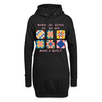 When Life Gives You Scraps, Make a Quilt - Hoodie Dress - black - Front