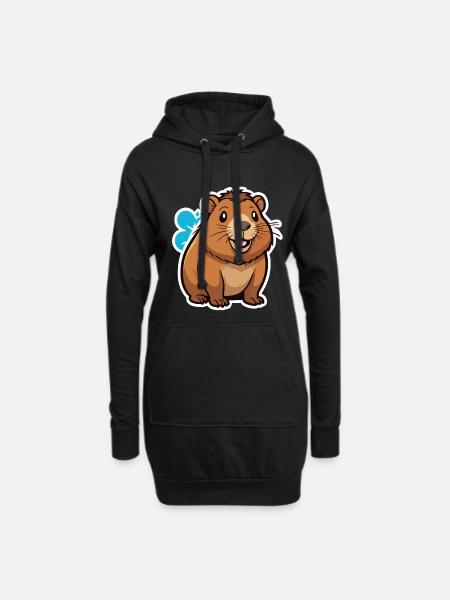 Capybara - Hoodie-Kleid - Schwarz