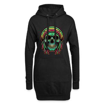 Reggae Crâne Décoration Figure Culture Rasta - Sweat-shirt à capuche long Femme - noir - Devant