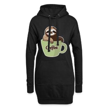 Faultier in einer Kaffeetasse - Hoodie-Kleid - Schwarz - Vorne