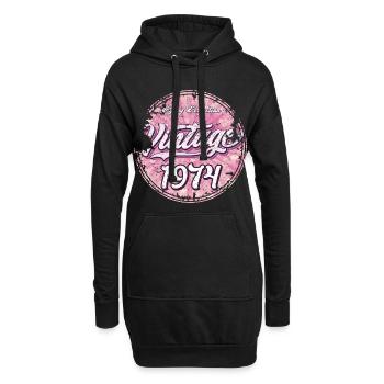 Vintage 1974 Pink Retro Design - Hoodie-Kleid - Schwarz - Vorne