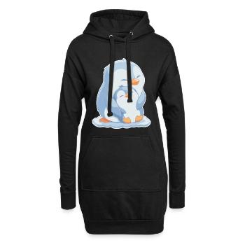 Pingouin maman et bébé fête des mères - Sweat-shirt à capuche long Femme - noir - Devant