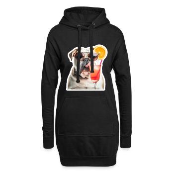 lustige Bulldogge mit Cocktail - Hoodie-Kleid - Schwarz - Vorne