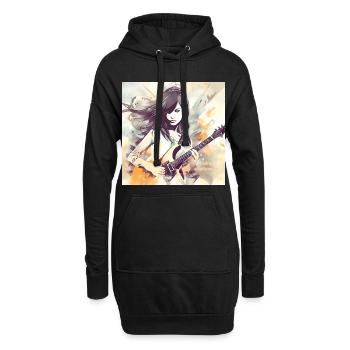 Mädchen, das Musik liebt 2 - Hoodie-Kleid - Schwarz - Vorne