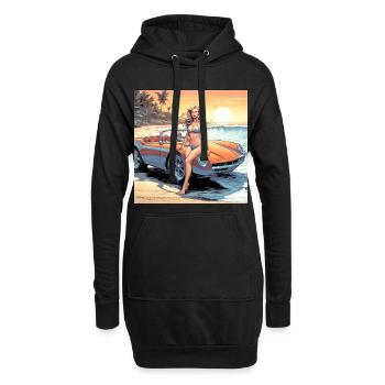 Fille avec voiture et nature de rêve 3 - Sweat-shirt à capuche long Femme - noir - Devant