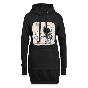 Mignon astronaute et oie dessin animé Design | Espace - Sweat-shirt à capuche long Femme - noir - Devant