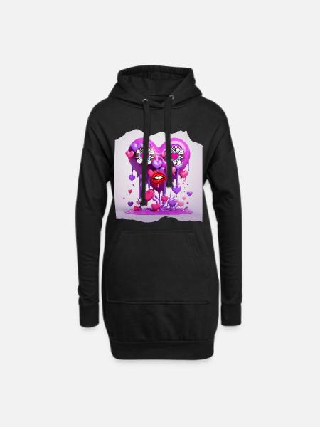 Funny heart - Hoodie Dress - black