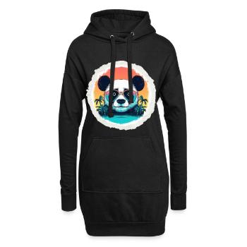 Baby-Panda im Urlaub - Hoodie-Kleid - Schwarz - Vorne