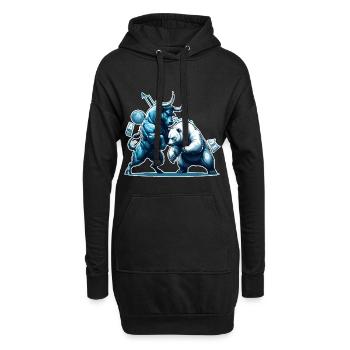 Finanzen Stier Bär Kampf Wallstreet Geschenk - Hoodie-Kleid - Schwarz - Vorne