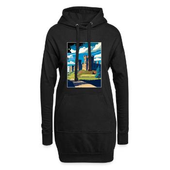 Château d’Alnwick, Angleterre, Illustration de voyage vintage - Sweat-shirt à capuche long Femme - noir - Devant