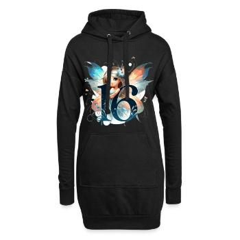 16 ans fée elfe mignon cadeau d’anniversaire - Sweat-shirt à capuche long Femme - noir - Devant