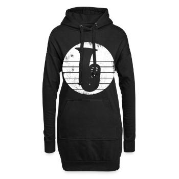 Tuba Zeichnung - Hoodie-Kleid - Schwarz - Vorne