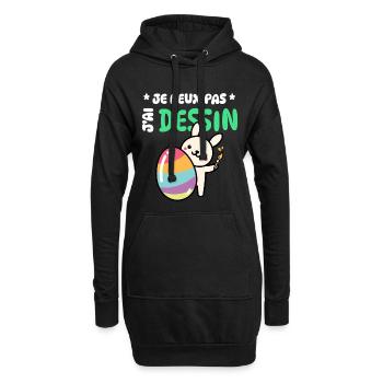 Je peux pas J'ai dessin humour bien-être - Sweat-shirt à capuche long Femme - noir - Devant