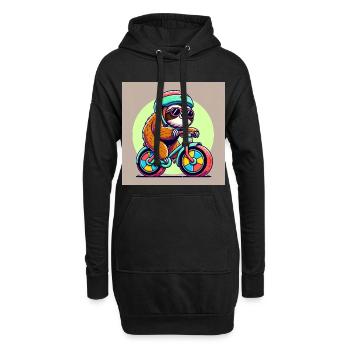Faultier auf einem Fahrrad Kinder Jungen Mädchen Lustiges Faultier - Hoodie-Kleid - Schwarz - Vorne