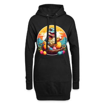 Kleiner Dino im Osternest Dinobaby und Ostereier. - Hoodie-Kleid - Schwarz - Vorne