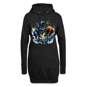 Finance Taureau Bear Fight Wall Street cadeau - Sweat-shirt à capuche long Femme - noir - Devant