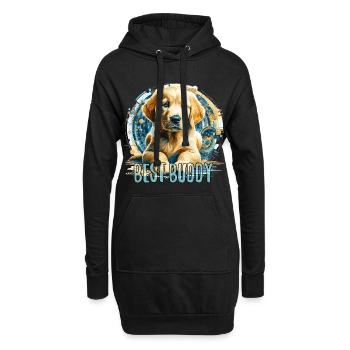 Golden Retriever chiot mignon famille chien cadeau - Sweat-shirt à capuche long Femme - noir - Devant