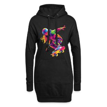 Femme qui fait du Skate - Sweat-shirt à capuche long Femme - noir - Devant