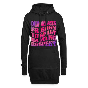 DEMOKRATIE RESPEKT HALTUNG - Hoodie-Kleid - Schwarz - Vorne