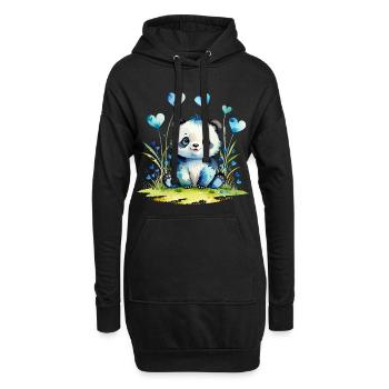 Panda mignon dans la forêt du cœur - Sweat-shirt à capuche long Femme - noir - Devant