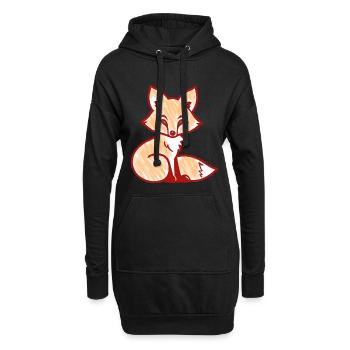 Renard roux (rouge) - Sweat-shirt à capuche long Femme - noir - Devant