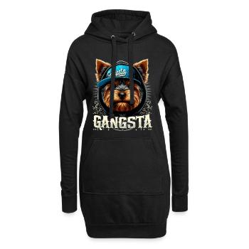 Yorkshire Terrier Yorkie Gangsta Gangster Chien - Sweat-shirt à capuche long Femme - noir - Devant