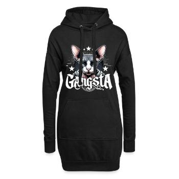 Cadeau de gangster gangsta cool chat Sphynx - Sweat-shirt à capuche long Femme - noir - Devant