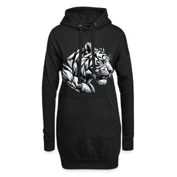 Tiger Tigerkopf geometrisch Geometrie Geschenk - Hoodie-Kleid - Schwarz - Vorne