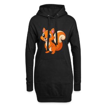 Écureuil Mignon Mascotte Personnage De Dessin Animé Kawaii - Sweat-shirt à capuche long Femme - noir - Devant
