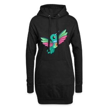Colibri Mascotte mignonne Personnage de dessin animé Kawaii - Sweat-shirt à capuche long Femme - noir - Devant