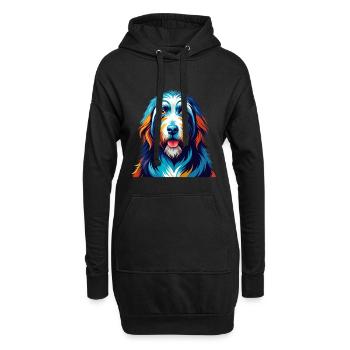 Bearded Collie Chien Race Coloré Dessin Animé Kawaii - Sweat-shirt à capuche long Femme - noir - Devant