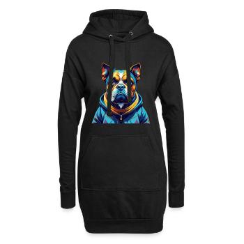Nouvelle-Zélande Tête Chien Race Dessin Animé Kawaii - Sweat-shirt à capuche long Femme - noir - Devant