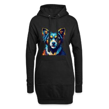 Hortaya Borzaya Hunderasse bunter Cartoon Kawaii - Hoodie-Kleid - Schwarz - Vorne