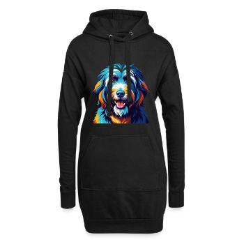 Chien de berger portugais race coloré dessin animé Kawaii - Sweat-shirt à capuche long Femme - noir - Devant