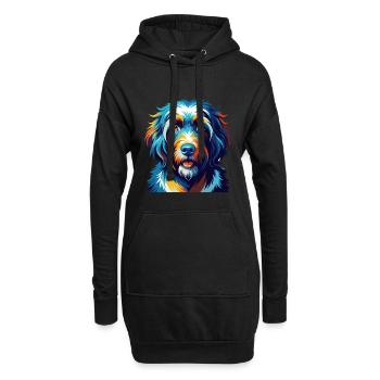 Schapendoes Race Chien Coloré Dessin Animé Kawaii - Sweat-shirt à capuche long Femme - noir - Devant