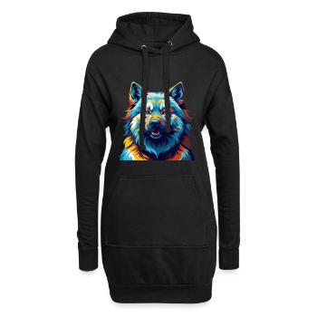 Eurasier Chien Race Coloré Dessin Animé Kawaii - Sweat-shirt à capuche long Femme - noir - Devant
