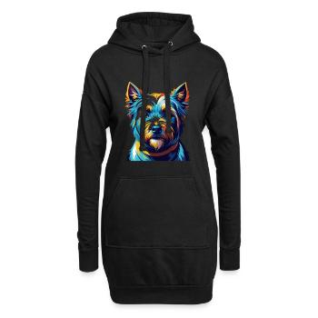 Englisch White Terrier Hunderasse Karikatur Kawaii - Hoodie-Kleid - Schwarz - Vorne