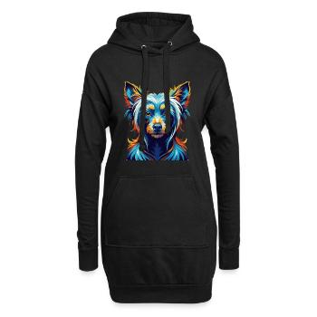 Chinesische Schopfhunderasse Bunte Karikatur Kawaii - Hoodie-Kleid - Schwarz - Vorne