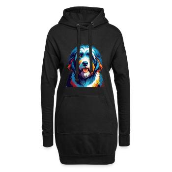 Vieux chien de berger anglais race coloré dessin animé Kawaii - Sweat-shirt à capuche long Femme - noir - Devant