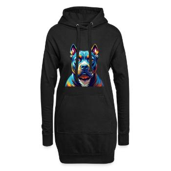 Pitbull Chien Race Coloré Dessin Animé Kawaii - Sweat-shirt à capuche long Femme - noir - Devant